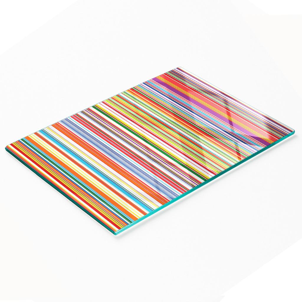 Tempered Multifunctional Decorative Glass Board Colored Stripes 80x52 Cm