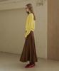 GREENBUTTER Flare Section Long Skirt (Brown)