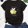 Cartoon Bee Print Crew Neck Casual Short Sleeve for Summer Womens Clothing Short Sleeved Harajuku Streetwear Clothing