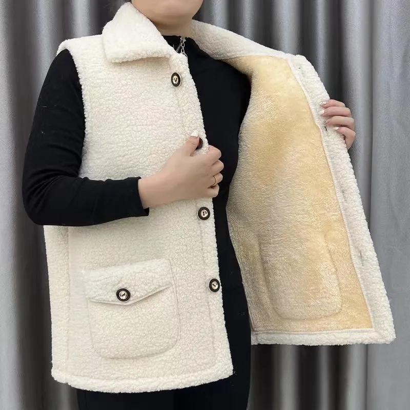 Autumn and Winter Waistcoat Women's Warm Plus Velvet Thickened Waistcoat Polar Fleece Waistcoat Sleeveless Jacket Women