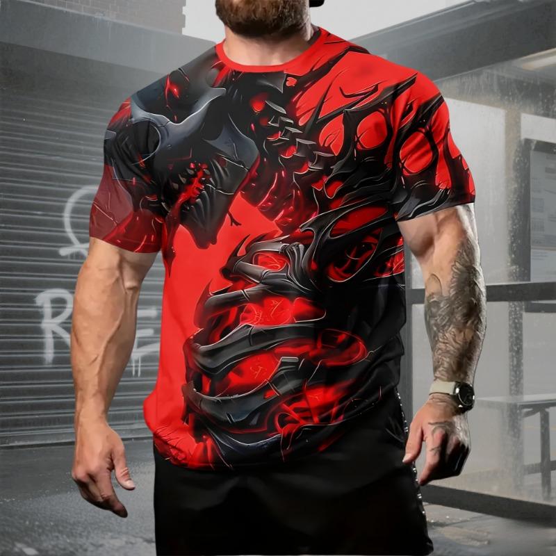 Retro Skull 3D Printed T-Shirt Hip Hop Men's Horror Skull Print T-Shirt Oversized T-Shirt Men Summer