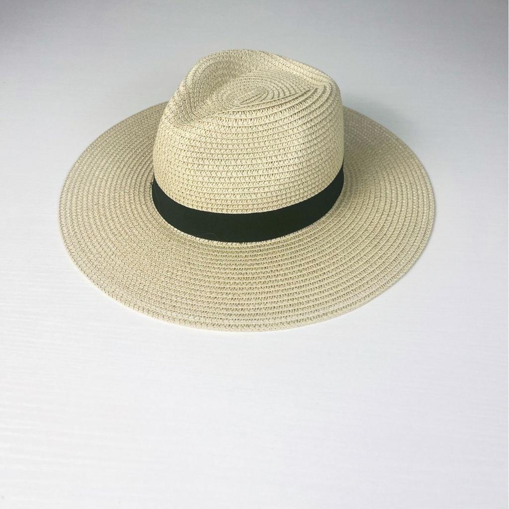 Men's and women's summer sunscreen straw hat sunshade Panama top hat straw woven big brim sun hat travel hat literary and retro