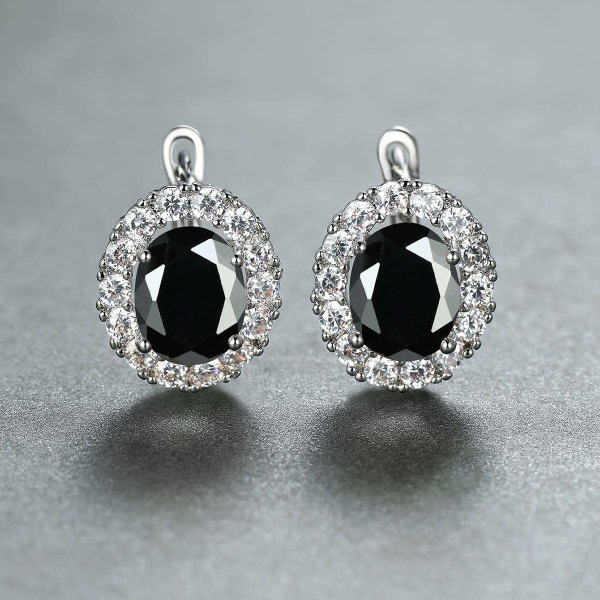 

Элегантные серебряные геометрические овальные серьги для женщин, обручальные серьги, серьги-кольца с радужным цирконием чёрный