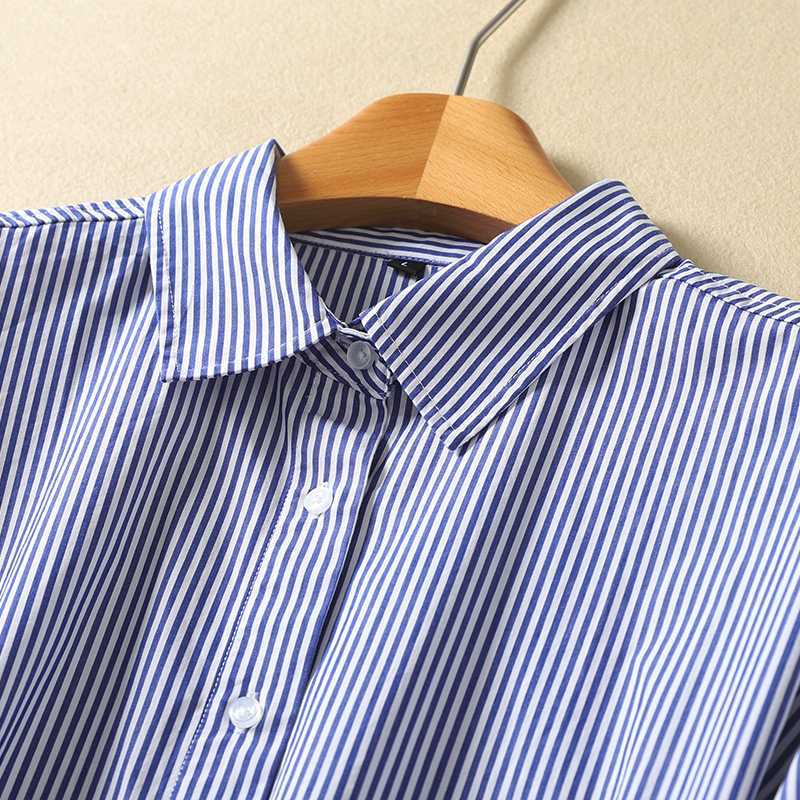 Artistic Style Striped Loose Comfortable Cotton Linen Shirt for Women's Early Spring Commuting Long Sleeved Shirt Blouses & Shirts