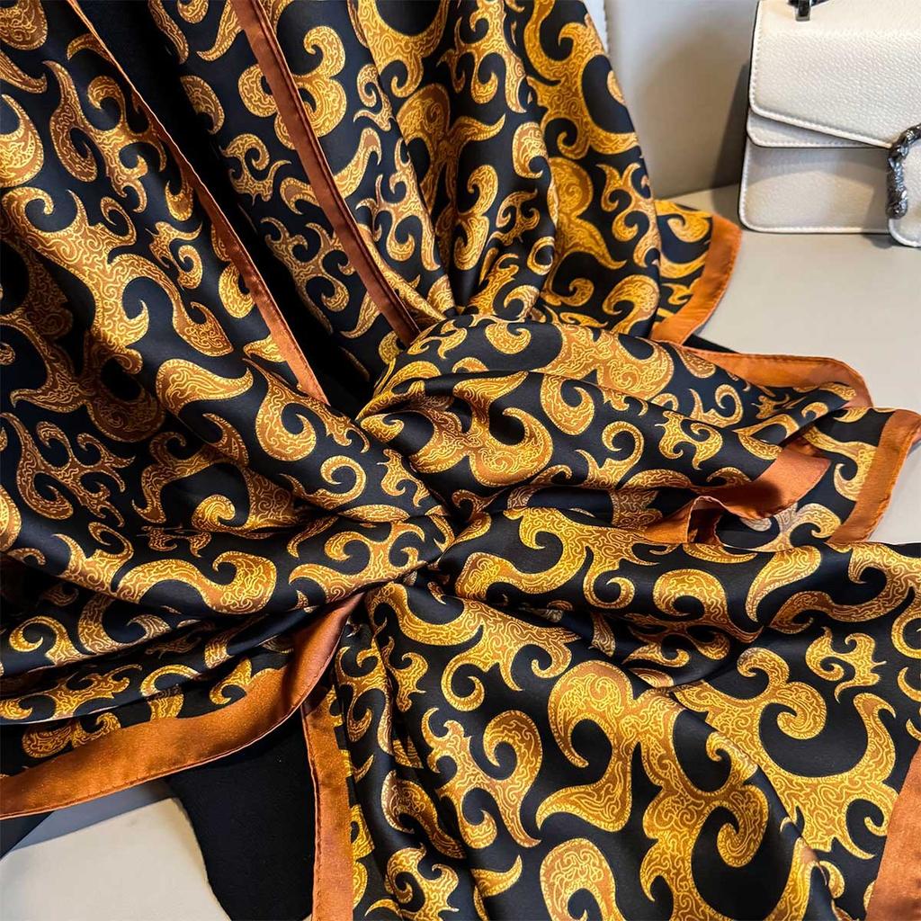 Women Luxury Scarf Soft Satin Headband Hijab Print Large Scarf Turban Foulard Summer Beach Stoles Wraps Shawl