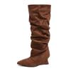 Anti-slip Pointed-toe Retro Long Boots, New Style, Large Size, Platform Heel Boots, Women's Shoes