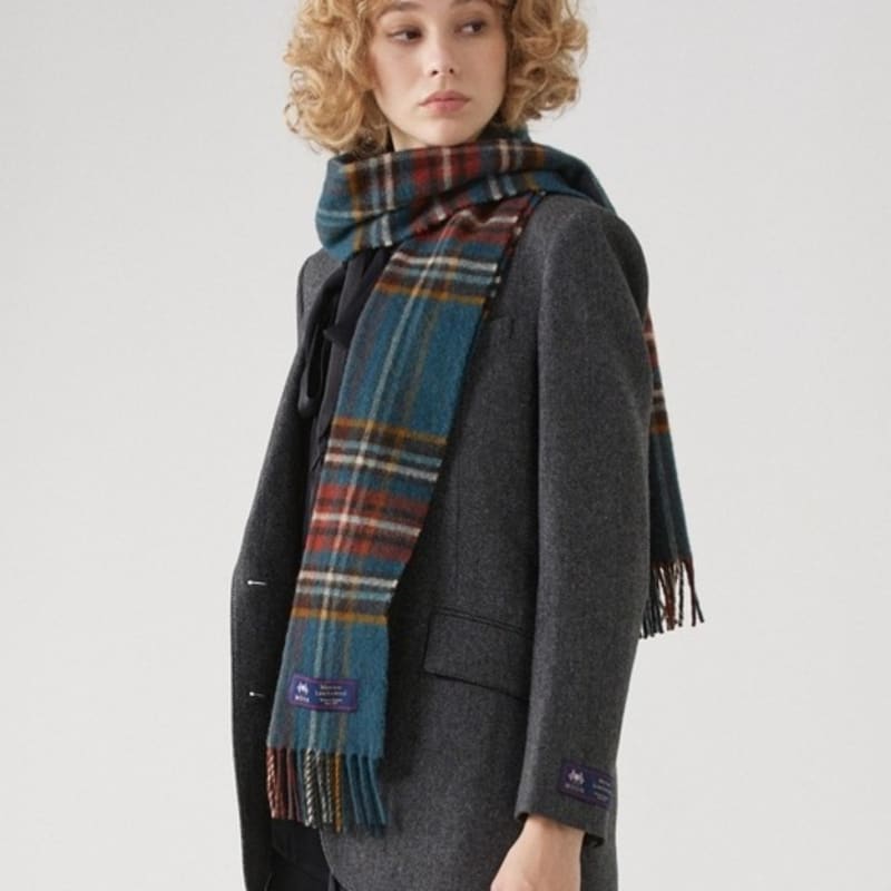 ABRAHAM MOON Merino Wool Muffler 25cm - Oatly Peacock