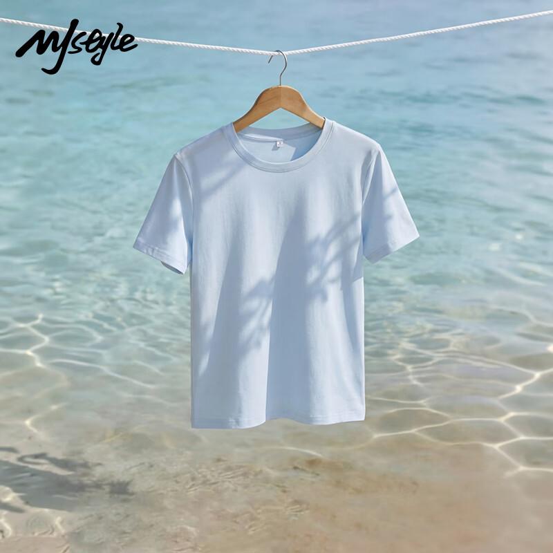 MJ STYLE Solid Color Short-Sleeved Cotton T-Shirt M