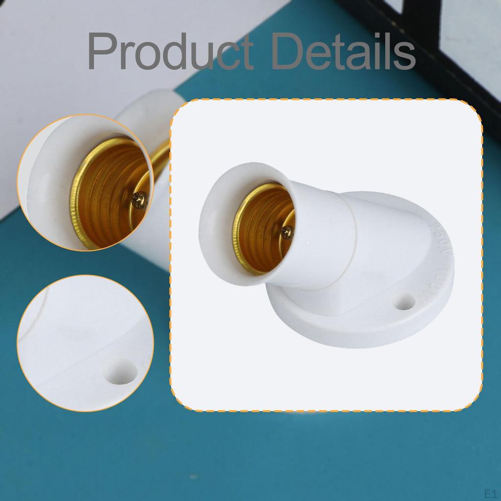 E27 Light Sockets 45 Degree Angled Easy Use Accessories Lightweight Professional Outlet Sturdy White