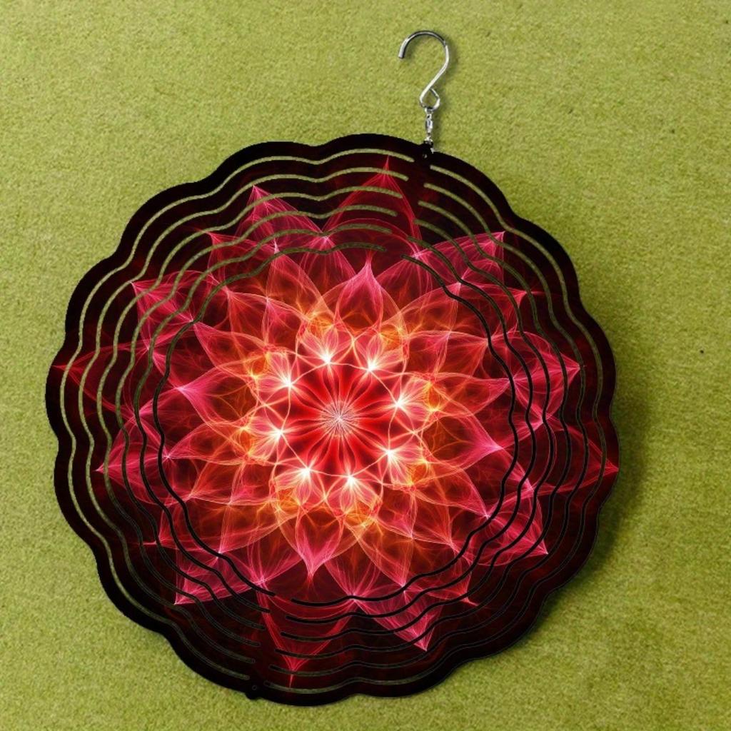 10-tommers roterende mandala vindklokke med 360-krok for utendørs hage, uteplassdekorasjon, vår, sommer, hengende ornament, gave til familie, venner