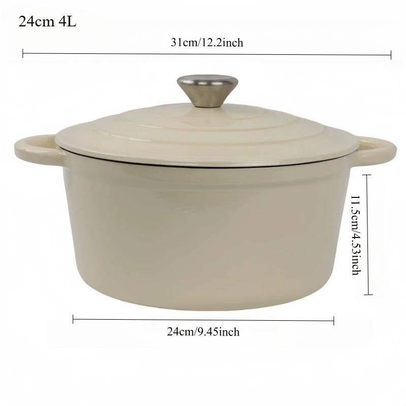 Enameled Dutch Oven Pot with Lid 5L Enamel Soup Pot Soup Cooking Pot Cast Iron Dutch Oven with Dual Handles for Bread Baking