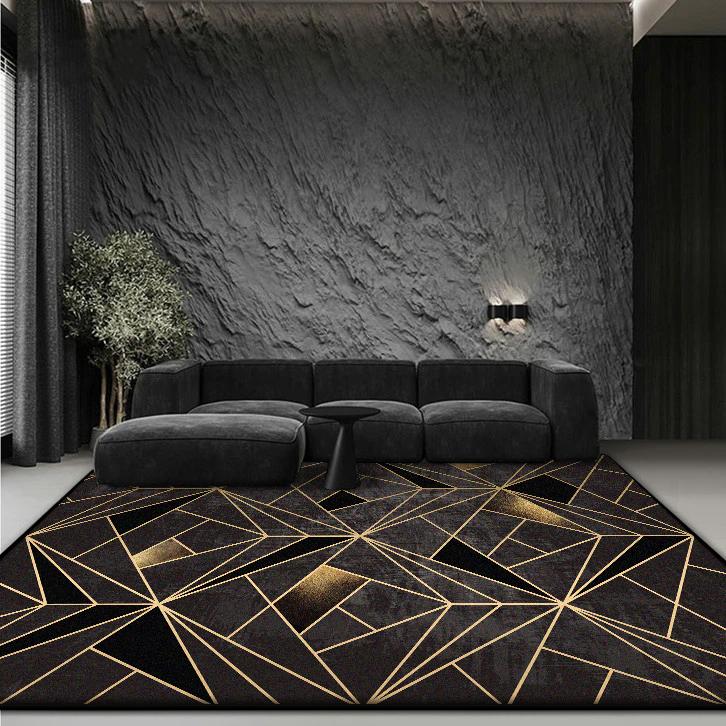Black Geometric Large Living Room Carpets Modern Decoration Bedroom Bedside Easy Clean Rug Office Coffee Tables Antiskid Mats
