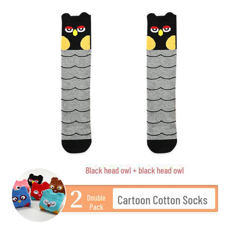 Kids' Cute Cartoon Knee-High Socks for Spring & Autumn - Mid-Tube, Long Pile Socks for Girls & Babies