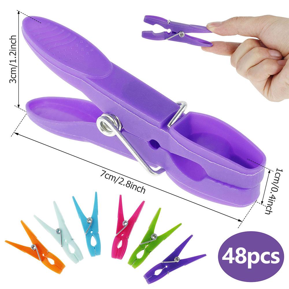 24/48pcs Clothes Pegs Plastic Color Clothes Clips Multi-purpose Washing Line Strong Windproof Washing Clips Home Laundry Pegs