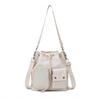 Women's drawstring bucket bag, large capacity shoulder bag, travel, leisure, cross-body bag