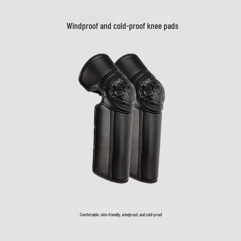 Winter Windproof Electric Motorcycle Knee Pads: Unisex, Thick, Long, and Short Style with Hard Shell for Cold Protection