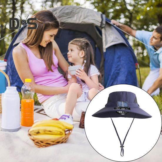 Outdoor Wide Brim Sun Hat with Solar Powered Fan Hat Breathable Mesh Design UV Protection Kids Boys Hat
