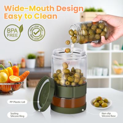 Glass Pickle Jar Dry Wet Separation Pickle and Olive Jar Upside Down Kimchi Cucumber Container Hourglass Jar for Airtight Storag
