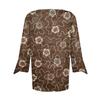 Women's Top Loose Casual V-neck Color Blouses Bell 3/4 Sleeve T-shirt