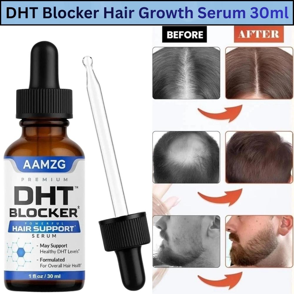 Pack of 5 DHT Blocker Hair Growth Support Serum, Hair Vitamins for Women & Men - Supports Healthy Hair Growth & Thick & Strong-Hair 30ml