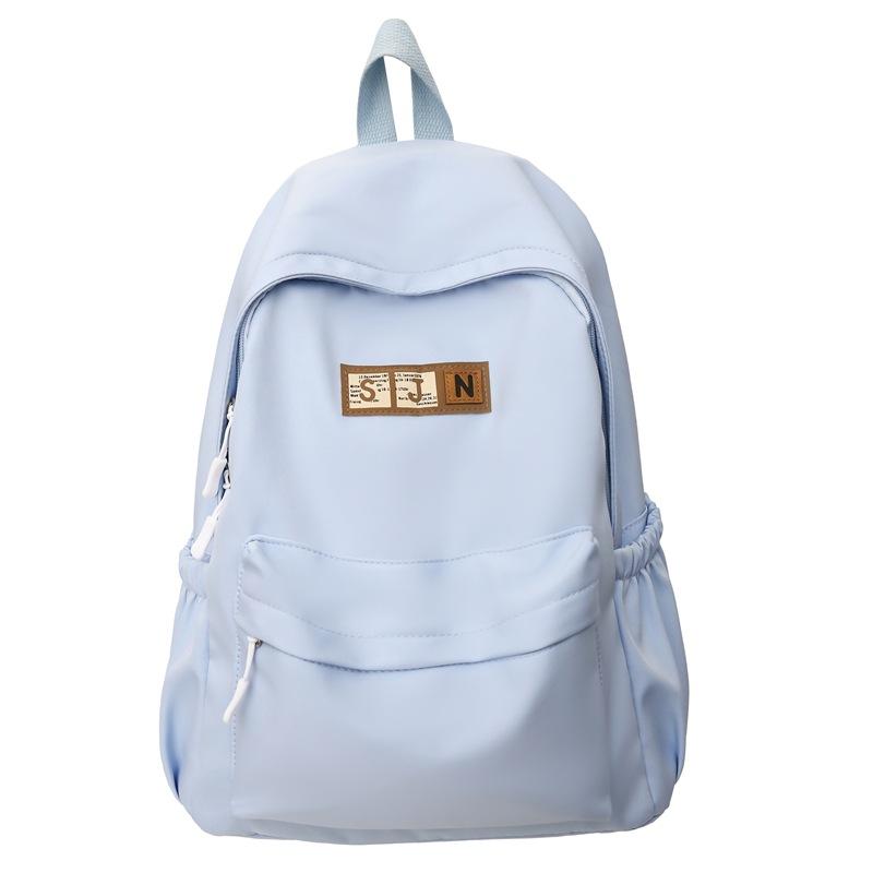 Schoolbag New Large Capacity Solid Color Backpack Middle School Student School Bag High Value Fashion Casual Lightweight Backpack Female