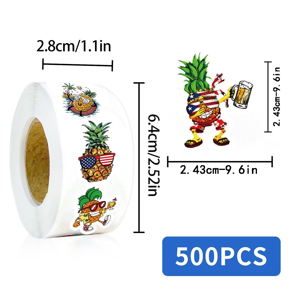 500PCS Beach Pineapple Roll Stickers Notebook Laptop Luggage PVC Refrigerator Word for School Stationery Funny Creative Stickers