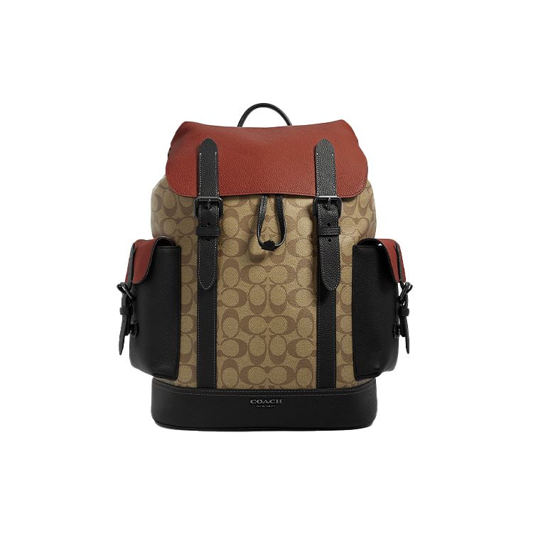 

Coach Hudson 30 Classic Monogram Color Block Flap Large Capacity Canvas And Leather Backpack Men Backpack Khaki Black C8145-QBTUI Basic Set (Bag+Dust Bag)