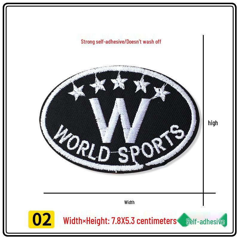 Self-Adhesive Oval Patch with English Letter Embroidery for Jacket and Clothing Repair or Decoration