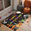 [2D FLAT] Halloween Ghost Pumpkin Bat Castle Doormat Non-Slip Durable Flannel Mat 1.02cm Sponge Thickness Machine Washable Soft Comfortable Halloween 