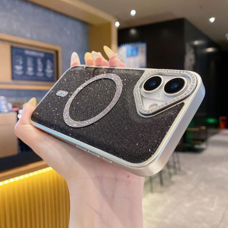 

Applicable To IPhone16proMax Starry Sky Flash Powder Magnetic Phone Case Apple 15 Advanced Sense 14 Anti Fall Protection Case iPhone12proMax