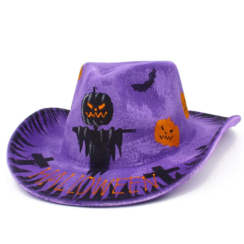 Colorful Skull Pattern Cowboy Hat for Halloween & Christmas Masquerade