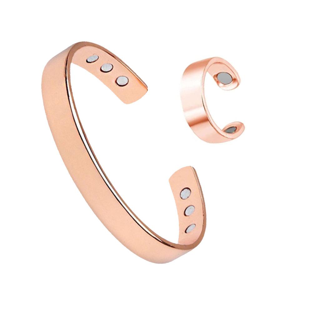 Lymphatic Drainage Magnetic Ring and Bracelet Weight Loss Open Finger Ring Bangles Anti Swelling Slimming Ring for Men