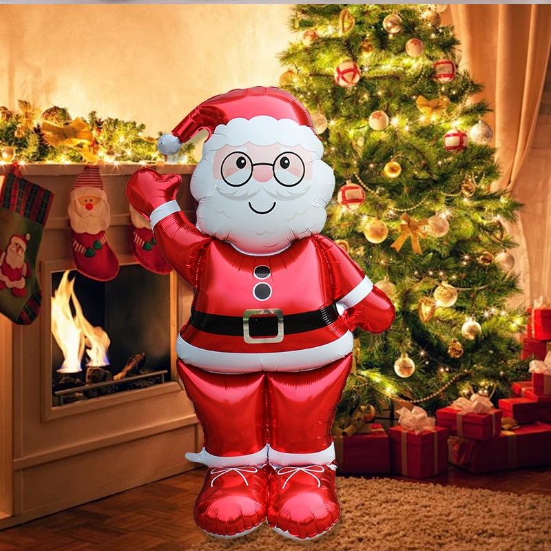 2pcs 60Inch Aluminum Foil Balloons Featuring Santa Claus And a Snowman - For Various Themed Events Such As Christmas Decorations