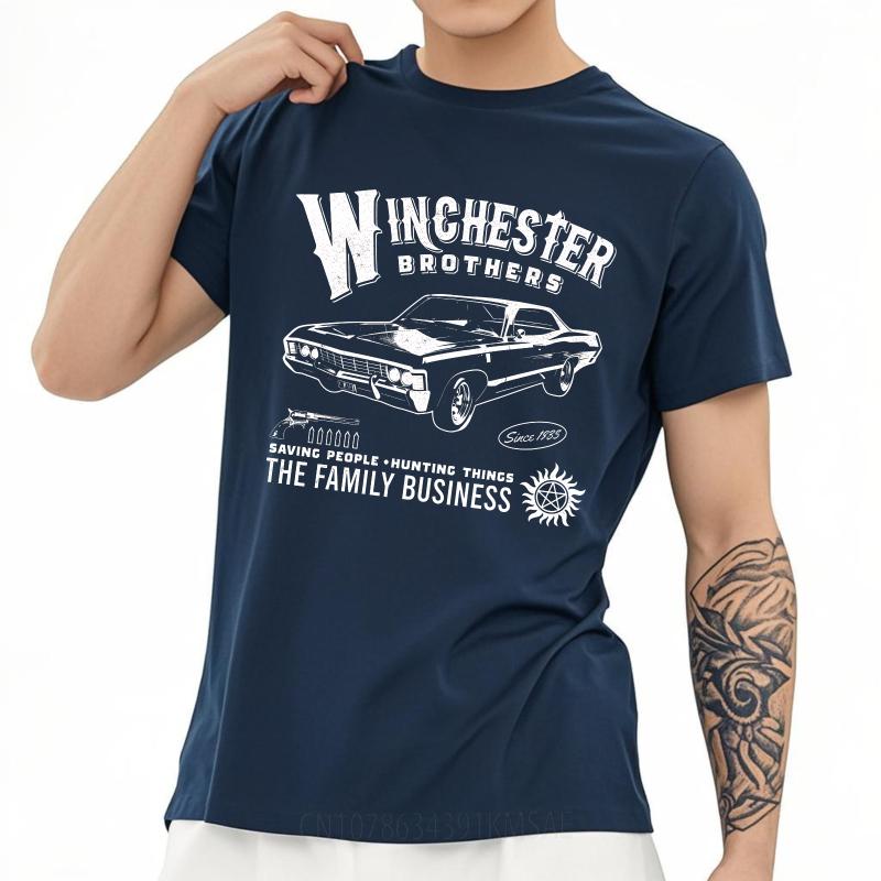 Plus Size Summer For Men T Shirt Winchester Brothers Car Hunting Saving People Family Business Short Sleeve Breathable Crew