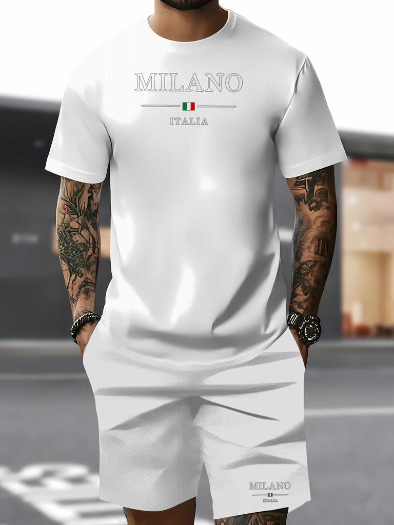 New Men's Summer Casual Mesh T-shirt & Shorts Set