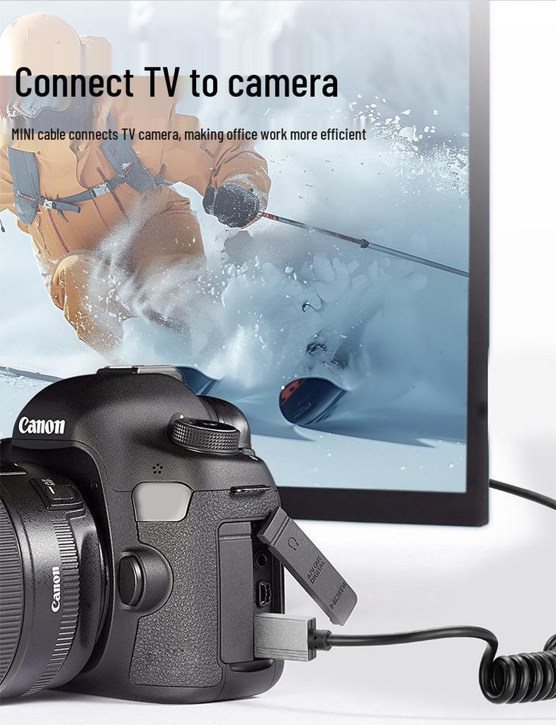 Ultra-thin Retractable HDMI to Mini HDMI 2.0 4K 60Hz Cable for HDTV, Computer, Projector, Camera