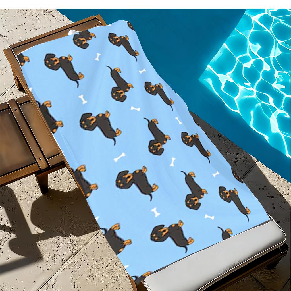 Dackel Motiv Strandtuch Mikrofaser Schnelltrocknend Saugfähig Übergröße Badetuch Sandfrei Badetuch für Hundeliebhaber Sommer