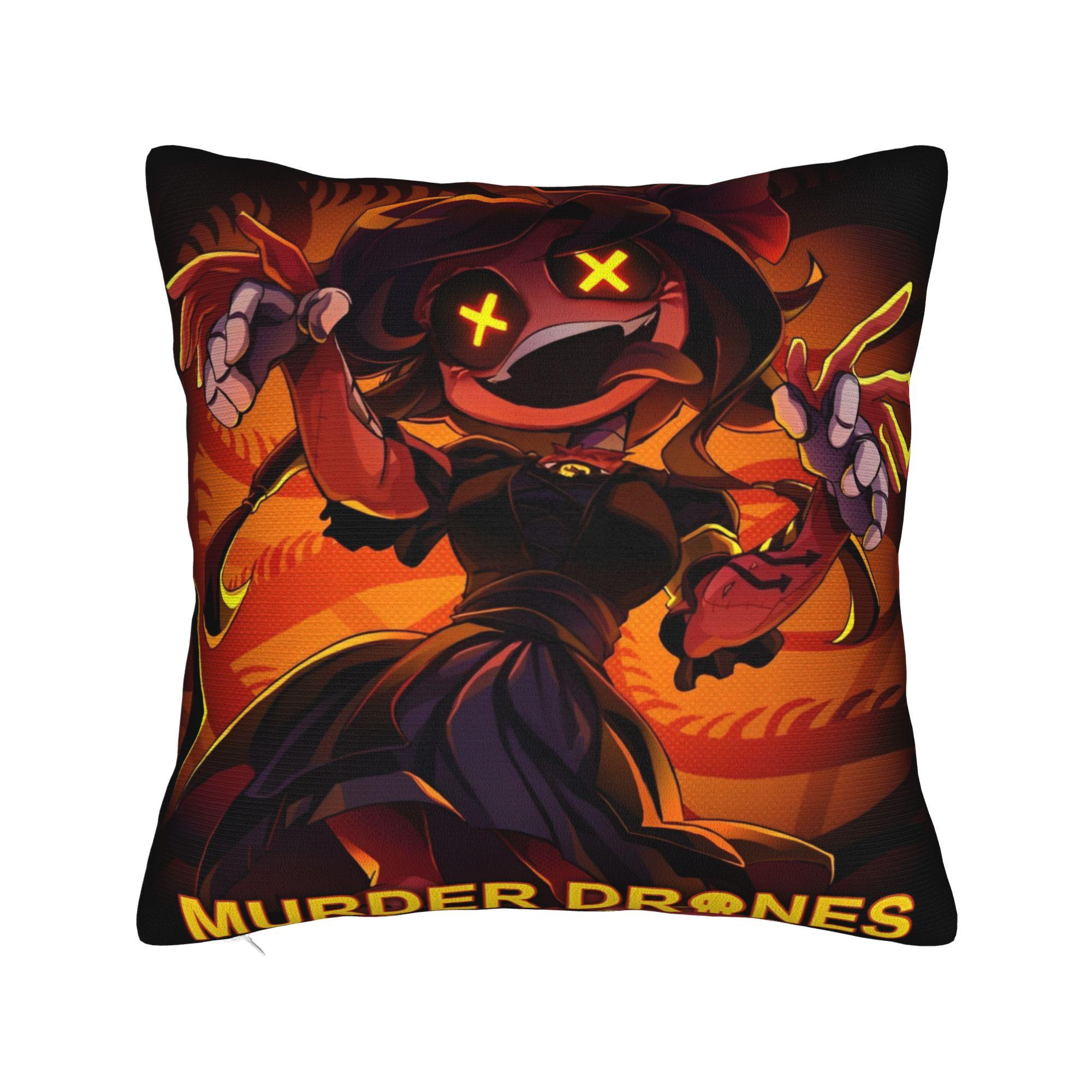 

Murder Drones Square Pillow Cases Black Comedy Science Fiction Cushion Cover Awesome Zipper Decorative Pillowcover for Car 18 30x30cm 12x12in