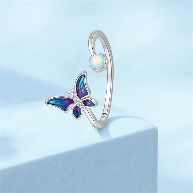 New 925 Silver Butterfly Four-Leaf Clover Flower Star And Moon Ring For Women Fit Wedding Party Jewelry Gifts