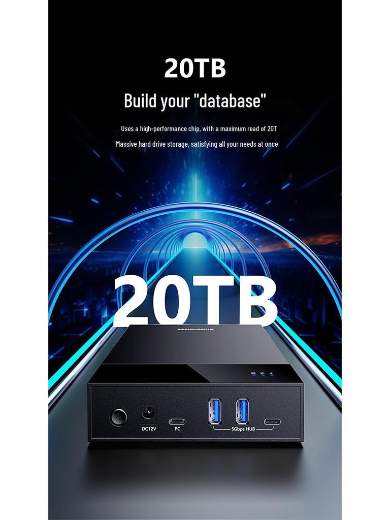 3.5" USB 3.0 Desktop External HDD Enclosure with 20TB SATA Docking Station