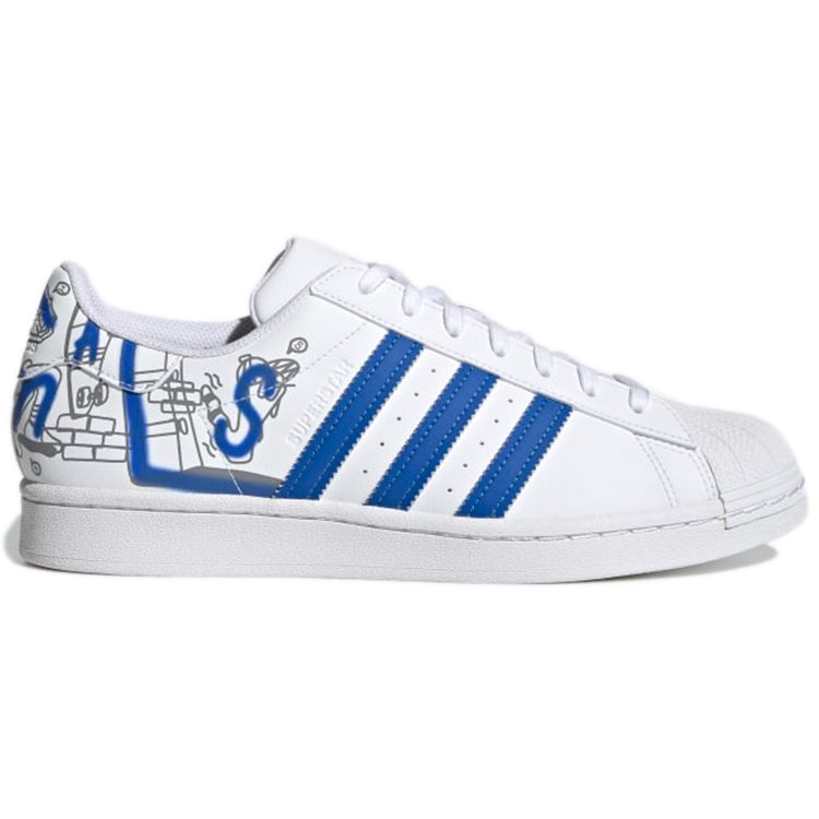 Adidas Originals Superstar Leather Comfortable Casual Durable Low-Top Sneakers Unisex Sneakers White Blue GW5784