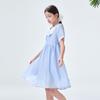 Mengtejiao Girls' Summer 2026 Lyocell Doll Collar Dress