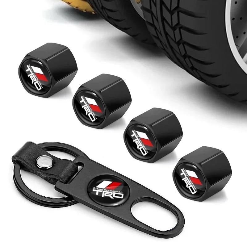 Car Badge Keychain Keyring With Tire Valve Cap Car Accessories For Toyota TRD Logo RAV4 Levin Reiz Corolla Chr Avensis Yaris