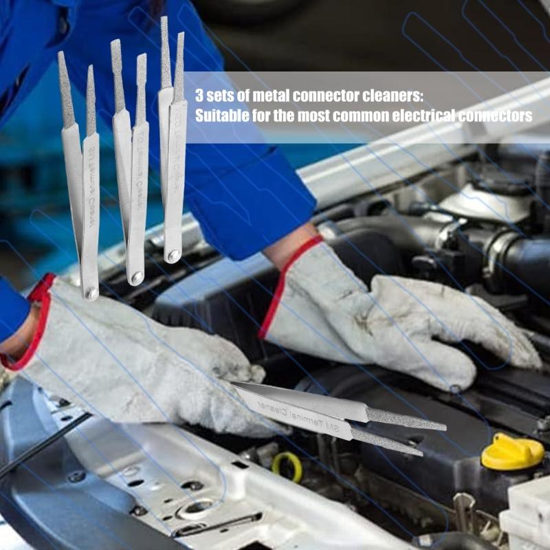 3Pcs Electrical Terminal Cleaner Tool Auto Repairing Hardware Tool Terminal Cleaner Set Electrical Cleaner