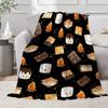 Cute Campervan Campfire Blanket Cartoon Food Digital Printed Flannel Blanket Rv Decorative Blanket