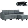 'L' Shape Modular Sofa, with Storage - Dark Grey