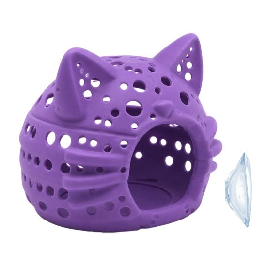 Betta Fish Accessories Aquarium Shrimp Cave, Cat Head Hideout with Suction Tank Cave for Small Cup, Decorative Tanks Decoration Shelter
