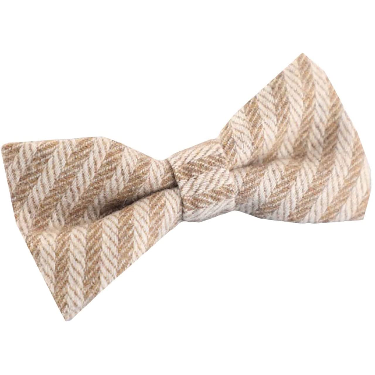 ONE LIMITATION Bow Tie, Check Pattern, Business Dress Formal, Men s NK006 (Beige)