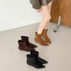 Pointed Short Boots Women's Autumn New Inner Height-increasing Boots Versatile Advanced Thin Boots