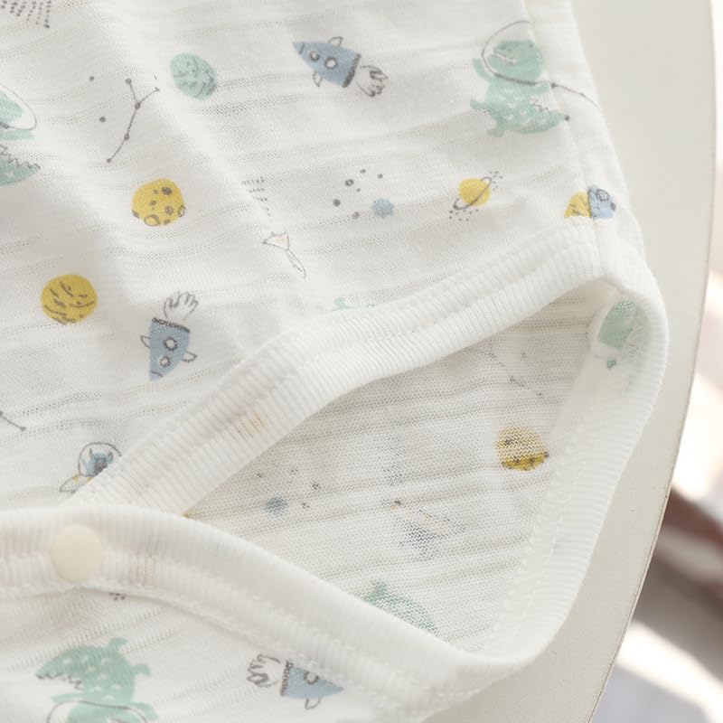 Baby Body Undergarment Mesh Summer Blue Dinosaur 80CM [Baby Koi] Clothes, 3-piece Set, Shirt, Romper, Pattern, Coverall, Camisole, Pattern,